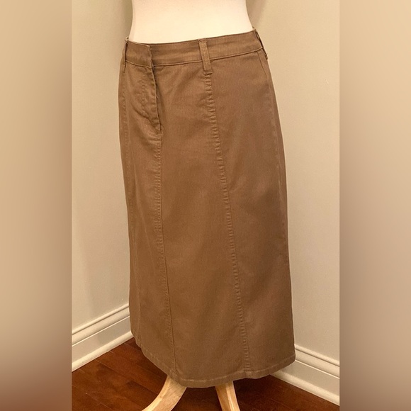 Christopher & Banks Stretch Tan Textured Cotton Blend Casual Midi Skirt Size 4 - Picture 6 of 11